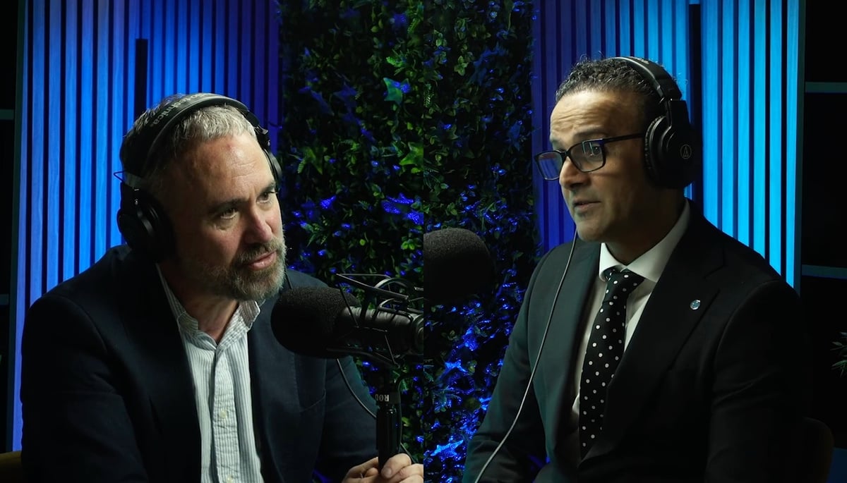 Martin De Ridder and Ranjit Shergill recording Legally Sound, the Ansons Law podcast