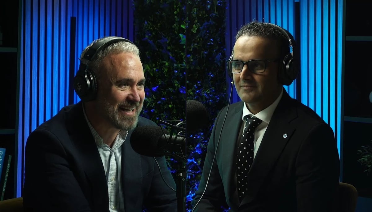 Martin De Ridder and Ranjit Shergill recording Legally Sound, the Ansons Law podcast