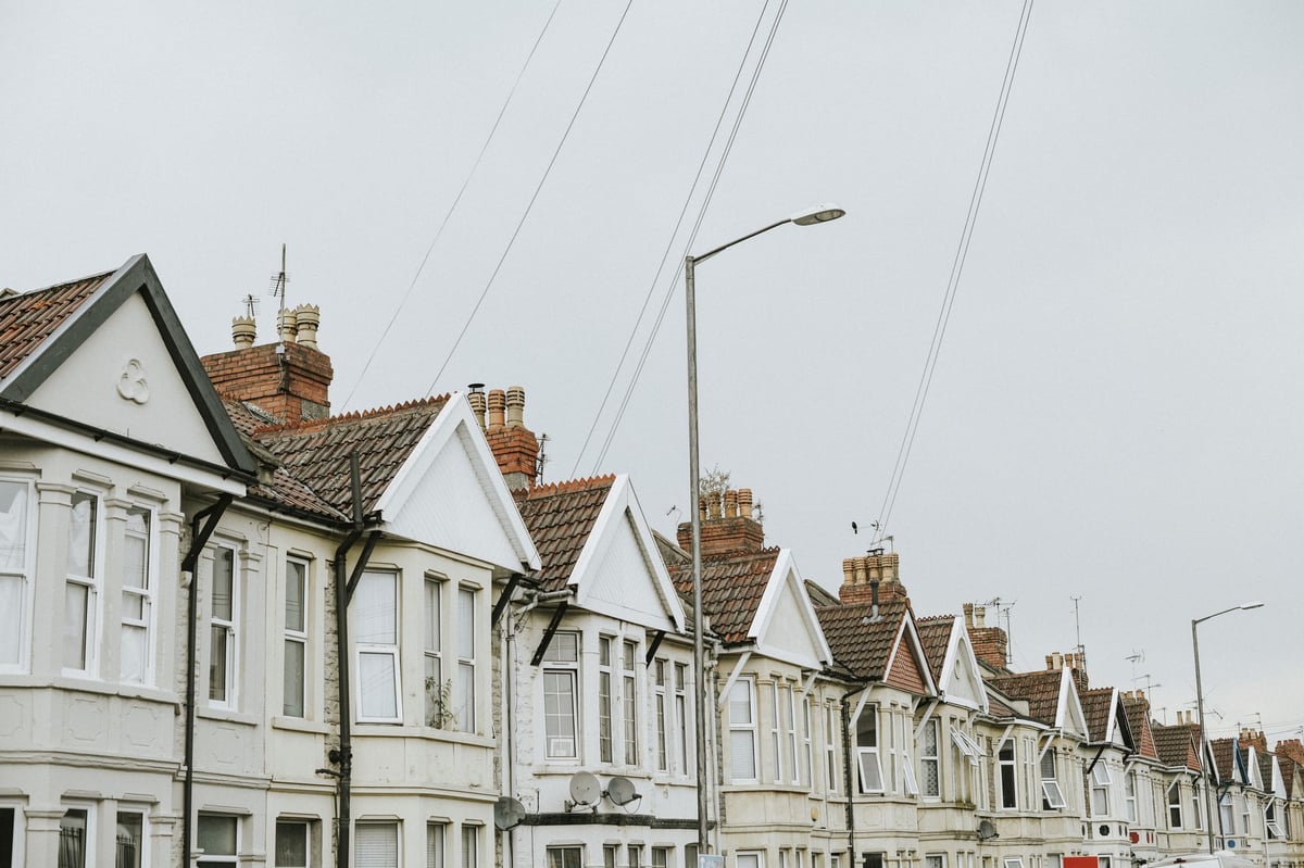 A row of terraced houses sharing party walls