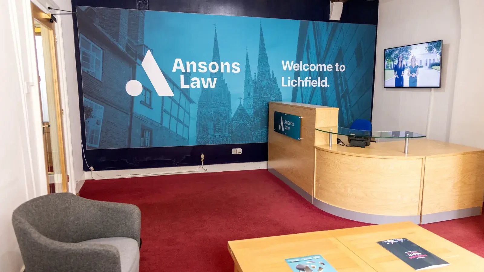 Reception at the Ansons Law office in St Mary's Chambers, Lichfield